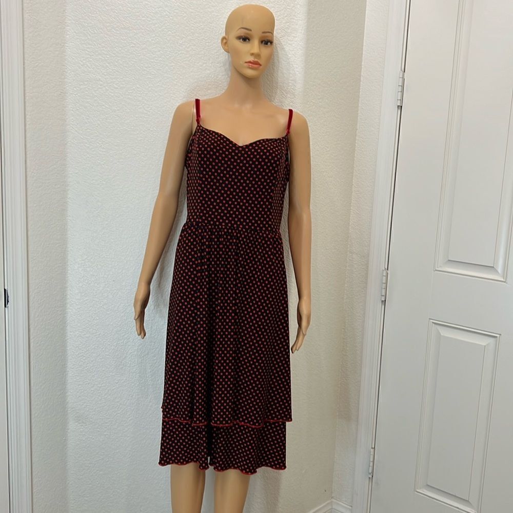 Bettie Page Woman’s Dress Black Red Swing XXLarge Sweatheart Neck Sleeveless